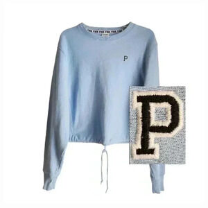 PINK Victoria’s Secret Sweatshirt M | Navy Pullover Crew Neck Embroidered P